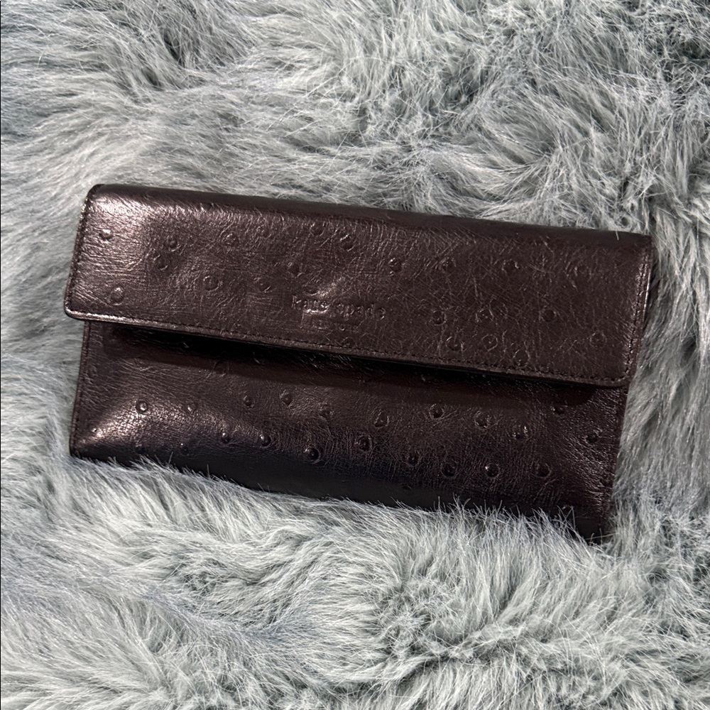 Kate Spade Dark Brown Leather Textured Wallet